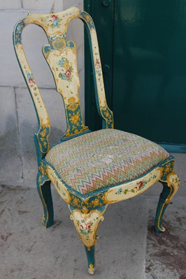 Lot 89 - A pair of painted Queen Anne style side chairs,...