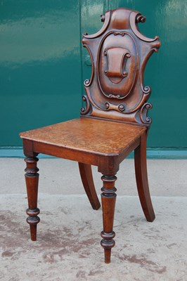 Lot 89F - A Victorian mahogany hall chair, the scroll...