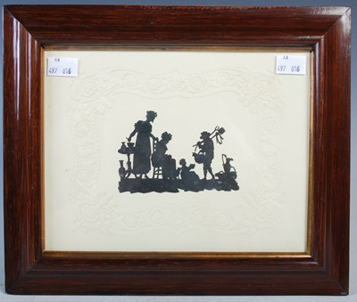 Lot 712 - A silhouette picture depicting a family scene...