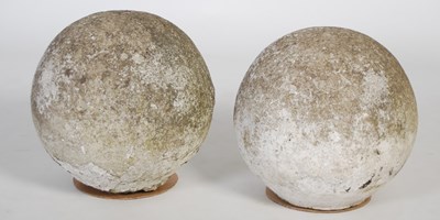 Lot 110 - A pair of Architectural stone ball finials,...
