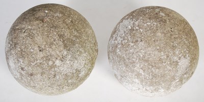 Lot 110 - A pair of Architectural stone ball finials,...