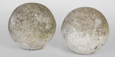 Lot 110 - A pair of Architectural stone ball...