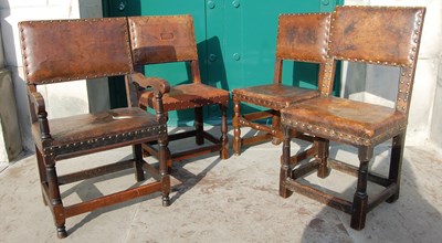 Lot 89J - Three assorted leather upholstered oak...