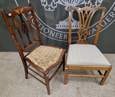 Lot 866 - An Art Nouveau mahogany and inlaid side chair,...