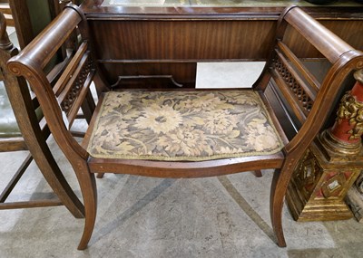 Lot 893 - An antique mahogany and inlaid window seat...