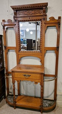 Lot 904 - A 19th century oak hallstand, 215cm high x...