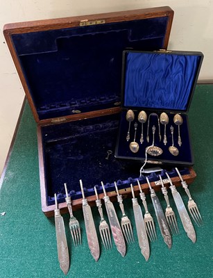 Lot 606 - A cased set of six Birmingham silver teaspoons,...