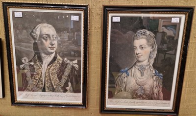 Lot 721 - Two coloured prints, His Majesty George III...