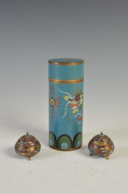 Lot 576C - A Chinese blue ground cloisonne enamel...