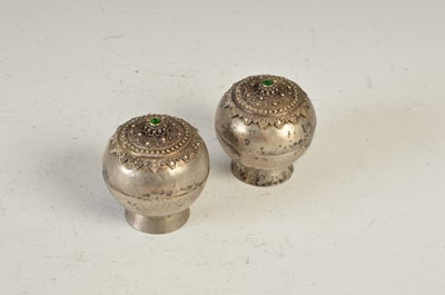 Lot 576D - A pair of South-East Asian white metal betel...