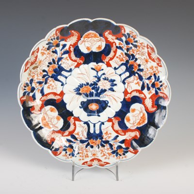 Lot 599 - A Japanese Imari porcelain charger, late 19th...