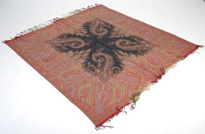Lot 123C - A 19th century black ground paisley shawl,...