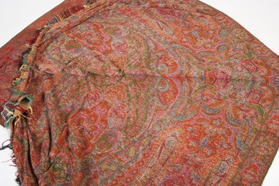 Lot 123 - A 19th century red and green ground Paisley...