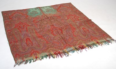 Lot 123 - A 19th century red and green ground Paisley...