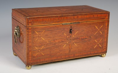 Lot 152 - A Regency rosewood and marquetry inlaid tea...
