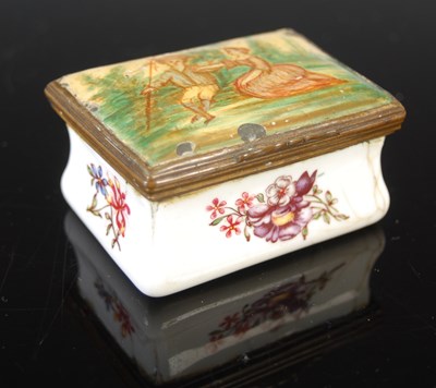 Lot 120 - An 18th century Battersea enamel patch box,...