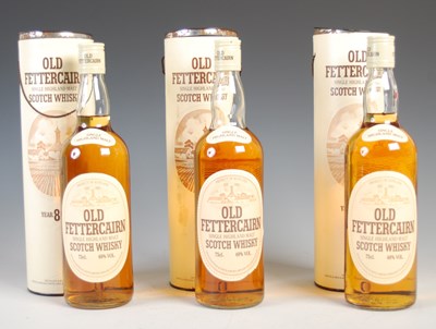 Lot 405 - Three boxed bottles of Old Fettercairn single...