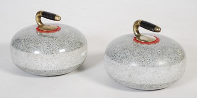 Lot 131 - A pair of Ailsa Craig granite curling stones...
