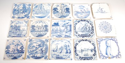 Lot 551 - A collection of fifteen assorted Delft blue...