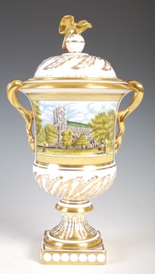 Lot 539 - A Coalport hand-painted twin handled urn and...