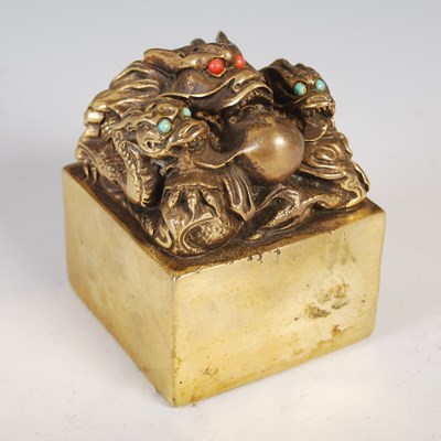 Lot 86 - A Chinese gilt metal seal, early 20th century,...