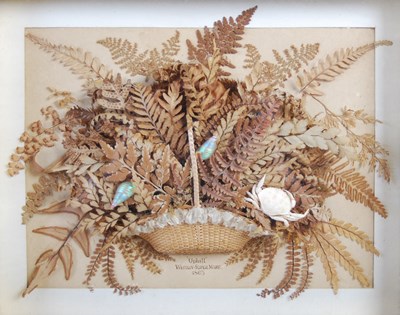 Lot 137 - A Victorian dried flower montage, depicting a...