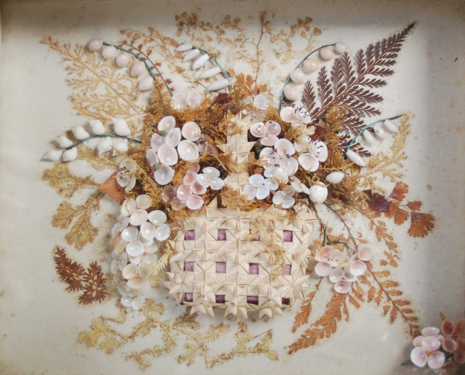 Lot 138 - A Victorian dried flower and shell montage,...