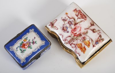 Lot 149 - An 18th century blue ground Battersea enamel...