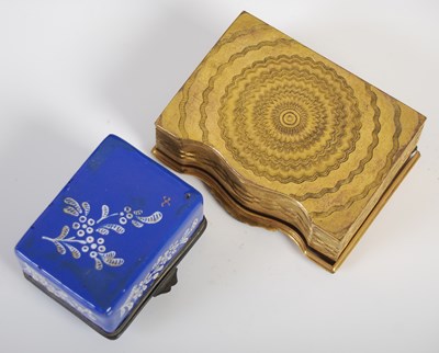 Lot 149 - An 18th century blue ground Battersea enamel...