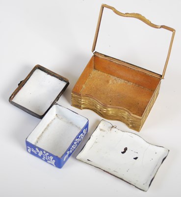 Lot 149 - An 18th century blue ground Battersea enamel...