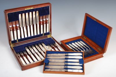 Lot 420 - A set of six silver plated mother-of-pearl...