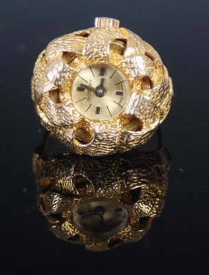 Lot 445 - A ladies 9ct gold Rotary ring watch, the...