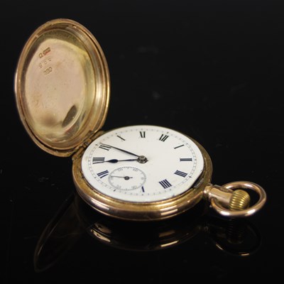 Lot 447 - A 9ct gold hunter cased pocket watch, the...