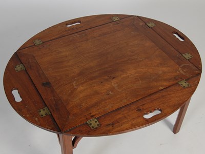Lot 48 - A 19th century mahogany butlers tray mounted...