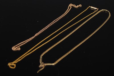 Lot 505 - A yellow metal serpent necklace, stamped '9ct',...