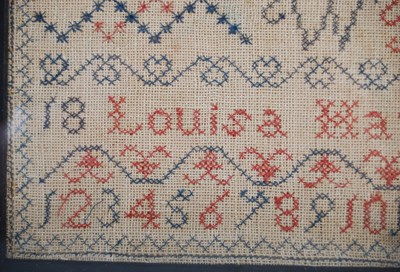 Lot 123 - A Victorian needlework sampler by Louisa...