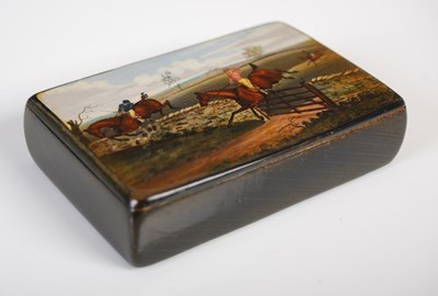 Lot 305 - A Mauchline ware oblong snuff box, the hinged...