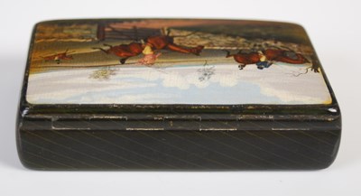 Lot 305 - A Mauchline ware oblong snuff box, the hinged...
