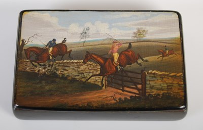 Lot 305 - A Mauchline ware oblong snuff box, the hinged...