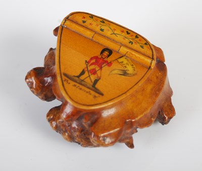 Lot 298 - An unusual Scottish small burr wood snuff box,...