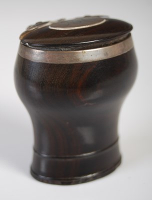 Lot 291 - A Scottish lignum vitae baluster snuff mull,...