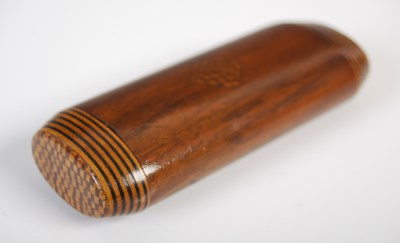 Lot 239 - An unusual treen rounded oblong snuff box with...