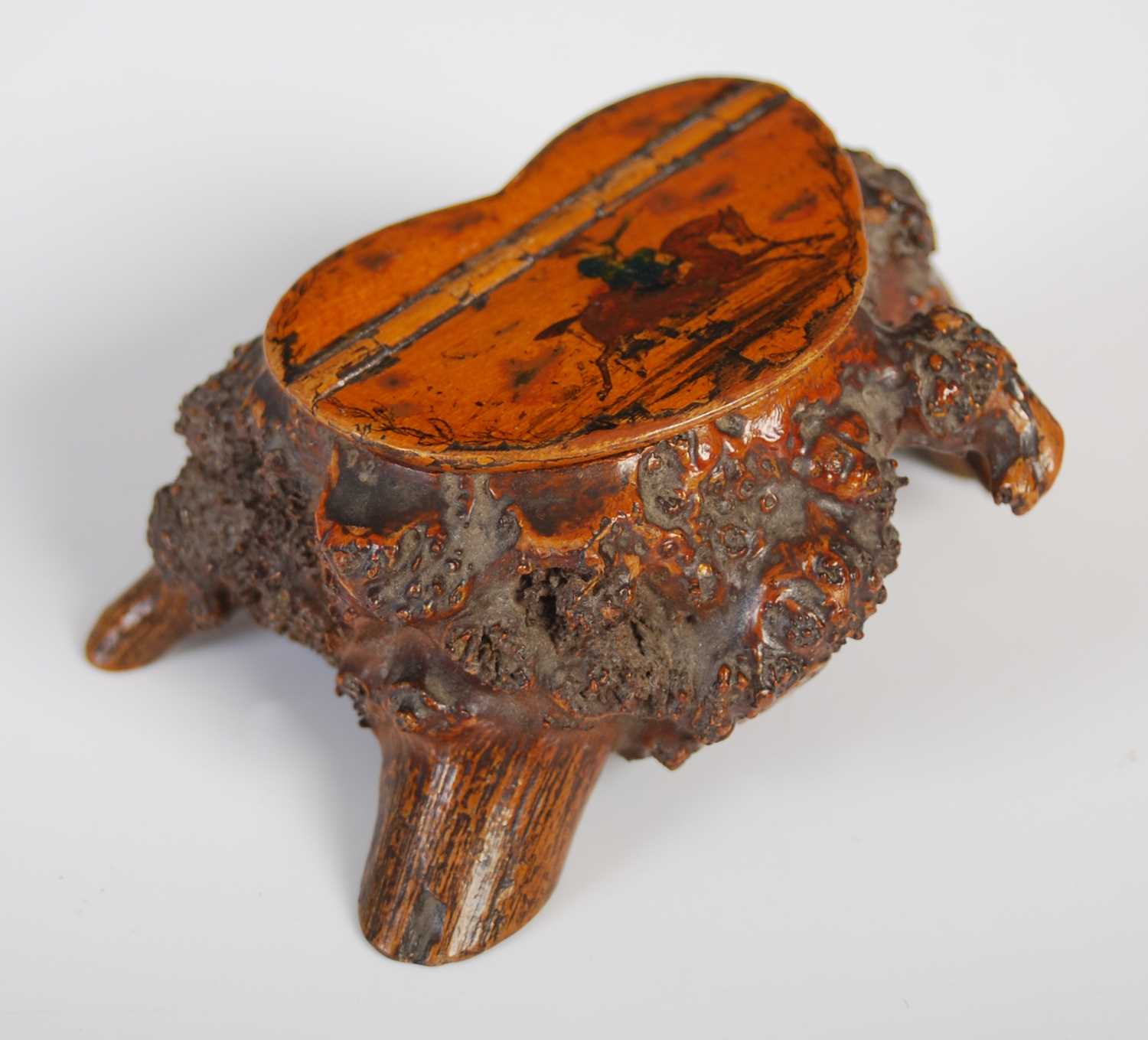 Lot 264 - An unusual Scottish burr wood snuff box, the...