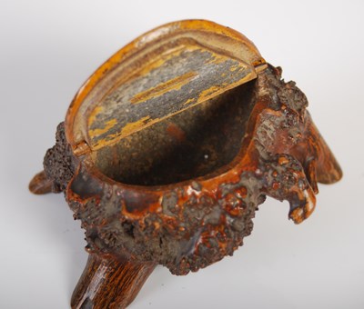 Lot 264 - An unusual Scottish burr wood snuff box, the...