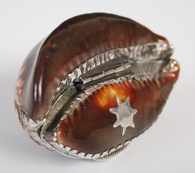 Lot 280 - A silver-mounted Mauritia Maculifera cowrie...