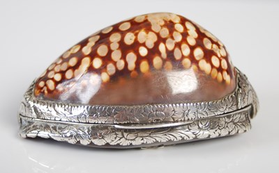 Lot 280 - A silver-mounted Mauritia Maculifera cowrie...