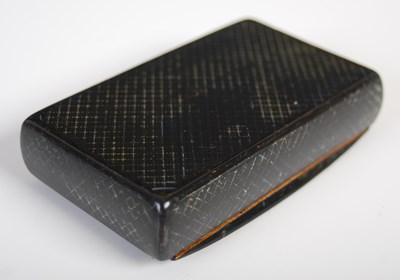Lot 275 - A Mauchline ware oblong snuff box, the hinged...