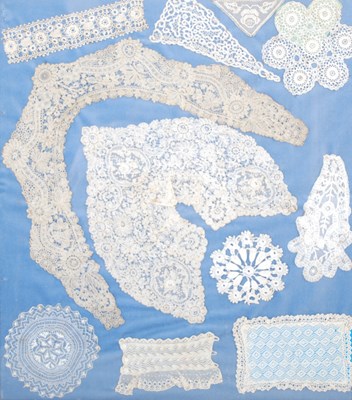 Lot 123 - A collection of eleven lace work items, 18th...