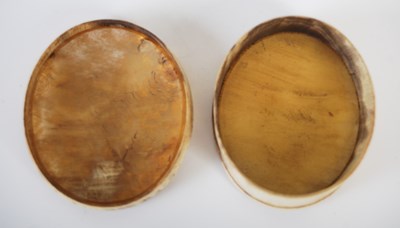Lot 296 - A horn oval snuff box, the detachable...