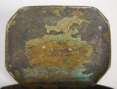Lot 196 - A brass cut-cornered oblong snuff box, the...